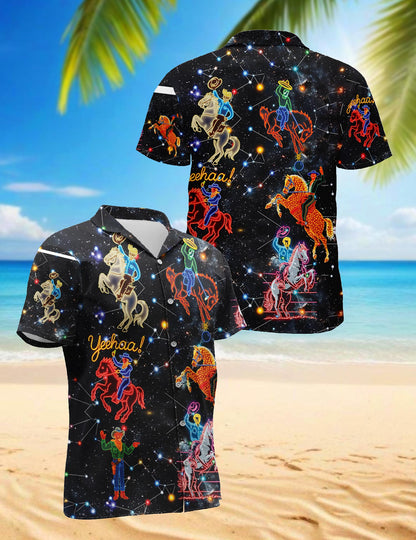 Cowboy Neon Love Life Hawaiian Shirt for Men, Button Down Aloha Shirt - Azhawaiian