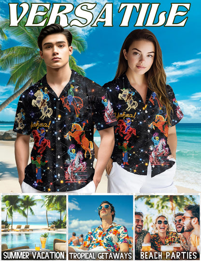 Cowboy Neon Love Life Hawaiian Shirt for Men, Button Down Aloha Shirt - Azhawaiian