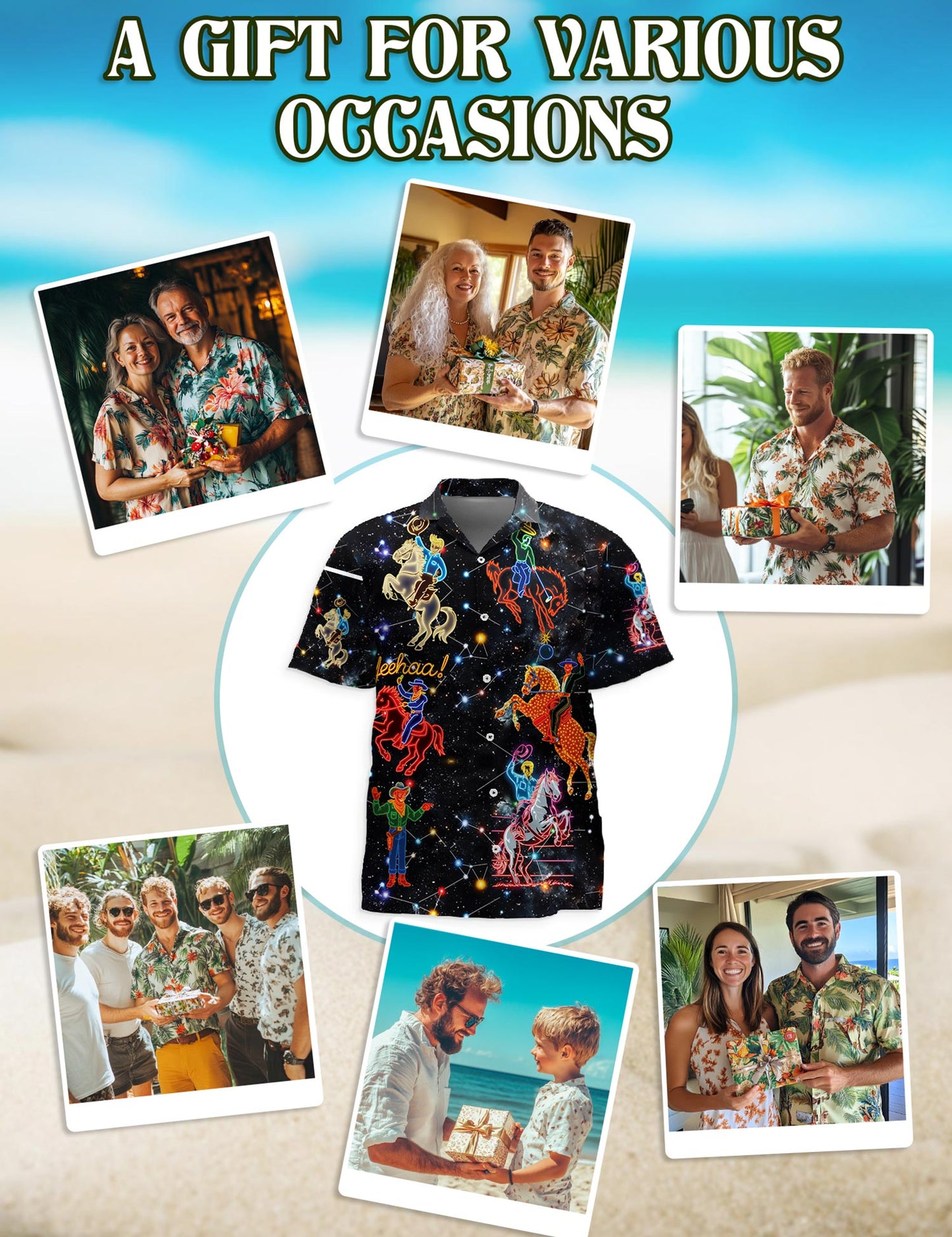Cowboy Neon Love Life Hawaiian Shirt for Men, Button Down Aloha Shirt - Azhawaiian