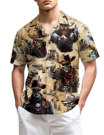 Azhawaiian Cowboy Skull Hawaiian Shirt for Men