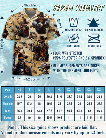 Cowboy Skull Hawaiian Shirt for Men, Button Down Aloha Shirt - Azhawaiian