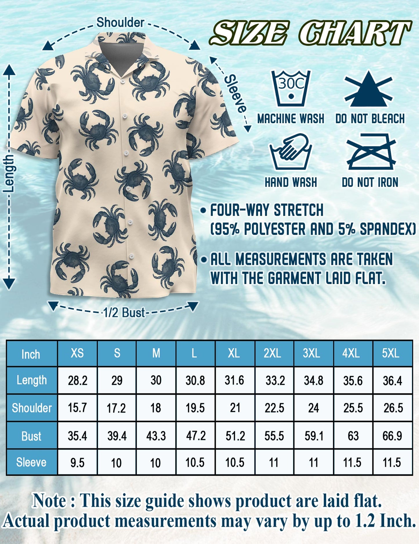 Crab Pattern Hawaiian Shirt for Men, Button Down Aloha Shirt - Azhawaiian