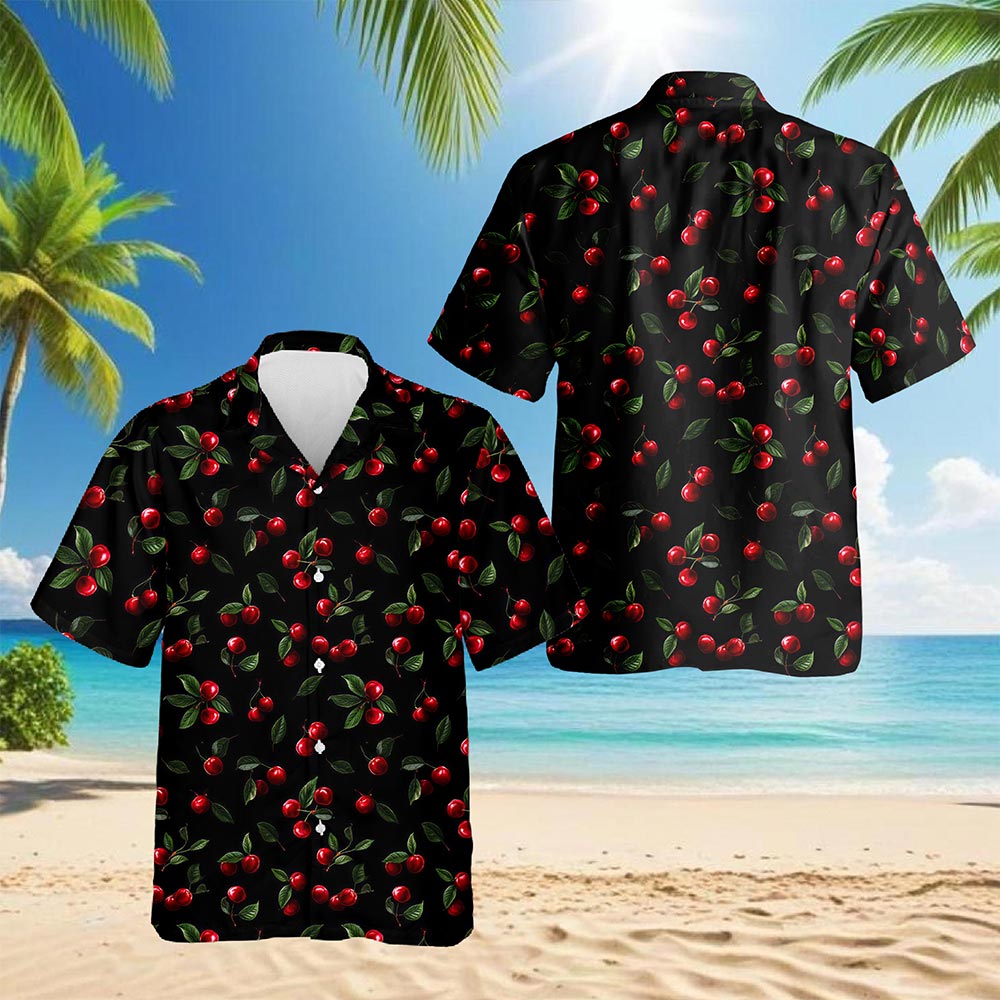 Cranberry Pattern Hawaiian Shirt for Men, Button Down Aloha Shirt - Azhawaiian