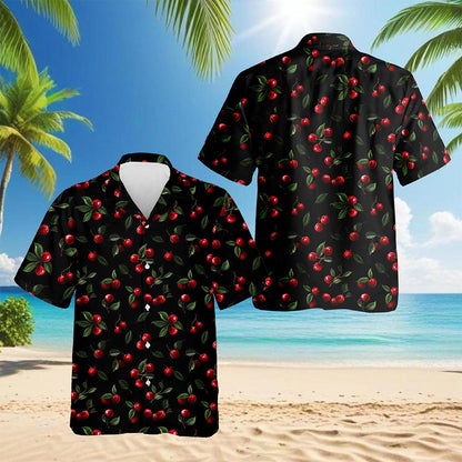 Cranberry Pattern Hawaiian Shirt for Men, Button Down Aloha Shirt - Azhawaiian