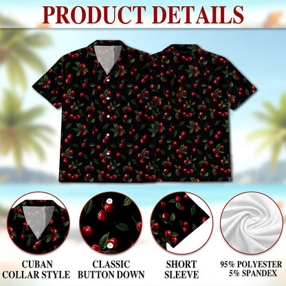 Cranberry Pattern Hawaiian Shirt for Men, Button Down Aloha Shirt - Azhawaiian