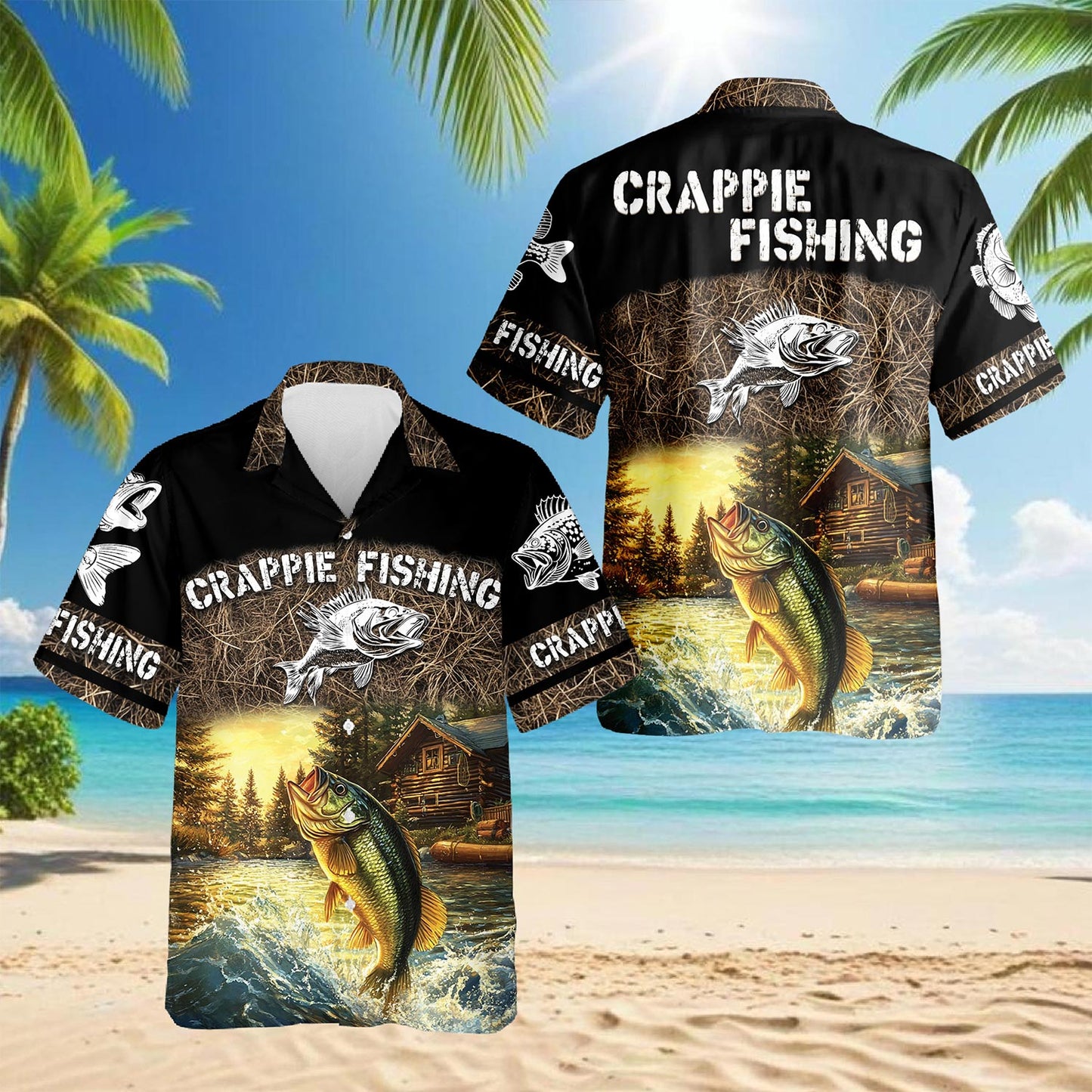 Crappie Fishing Hawaiian Shirt for Men, Button Down Aloha Shirt - Azhawaiian