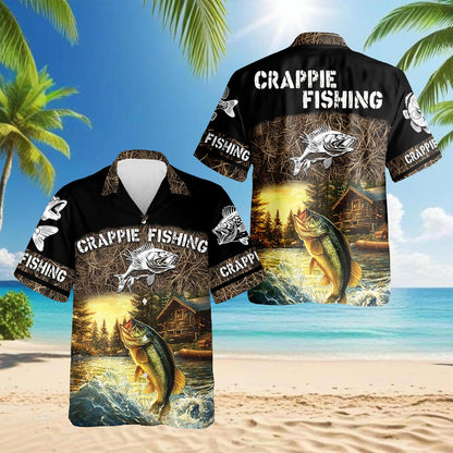 Crappie Fishing Hawaiian Shirt for Men, Button Down Aloha Shirt - Azhawaiian