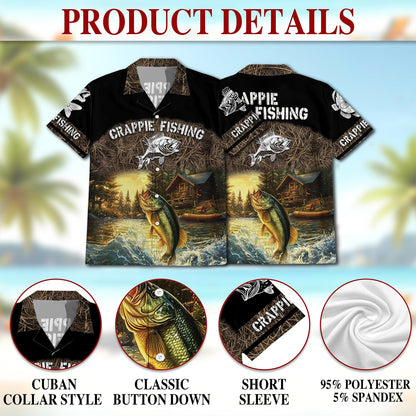Crappie Fishing Hawaiian Shirt for Men, Button Down Aloha Shirt - Azhawaiian