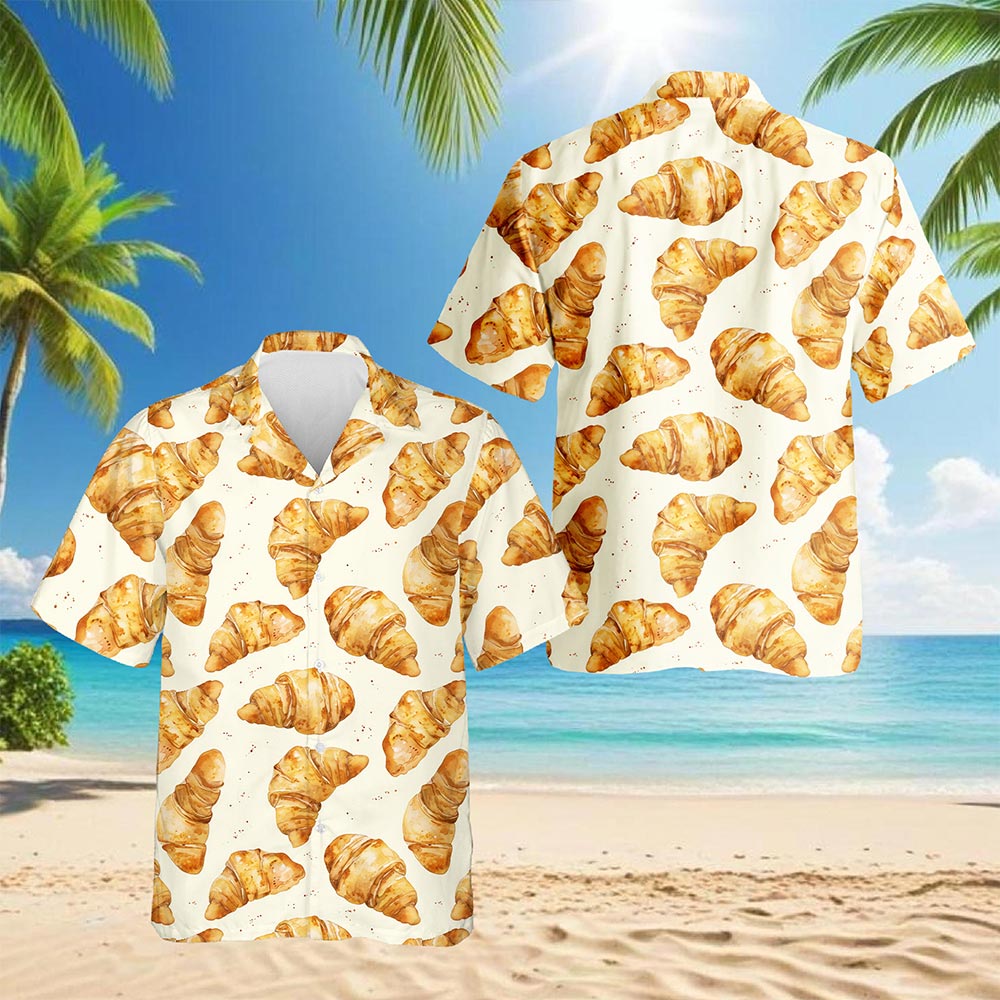 Croissant Hawaiian Shirt for Men, Button Down Aloha Shirt - Azhawaiian