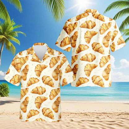 Croissant Hawaiian Shirt for Men, Button Down Aloha Shirt - Azhawaiian