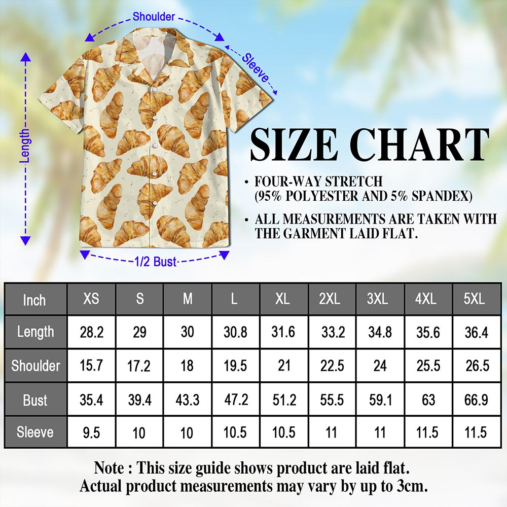 Croissant Hawaiian Shirt for Men, Button Down Aloha Shirt - Azhawaiian