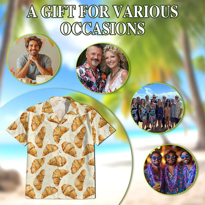 Croissant Hawaiian Shirt for Men, Button Down Aloha Shirt - Azhawaiian