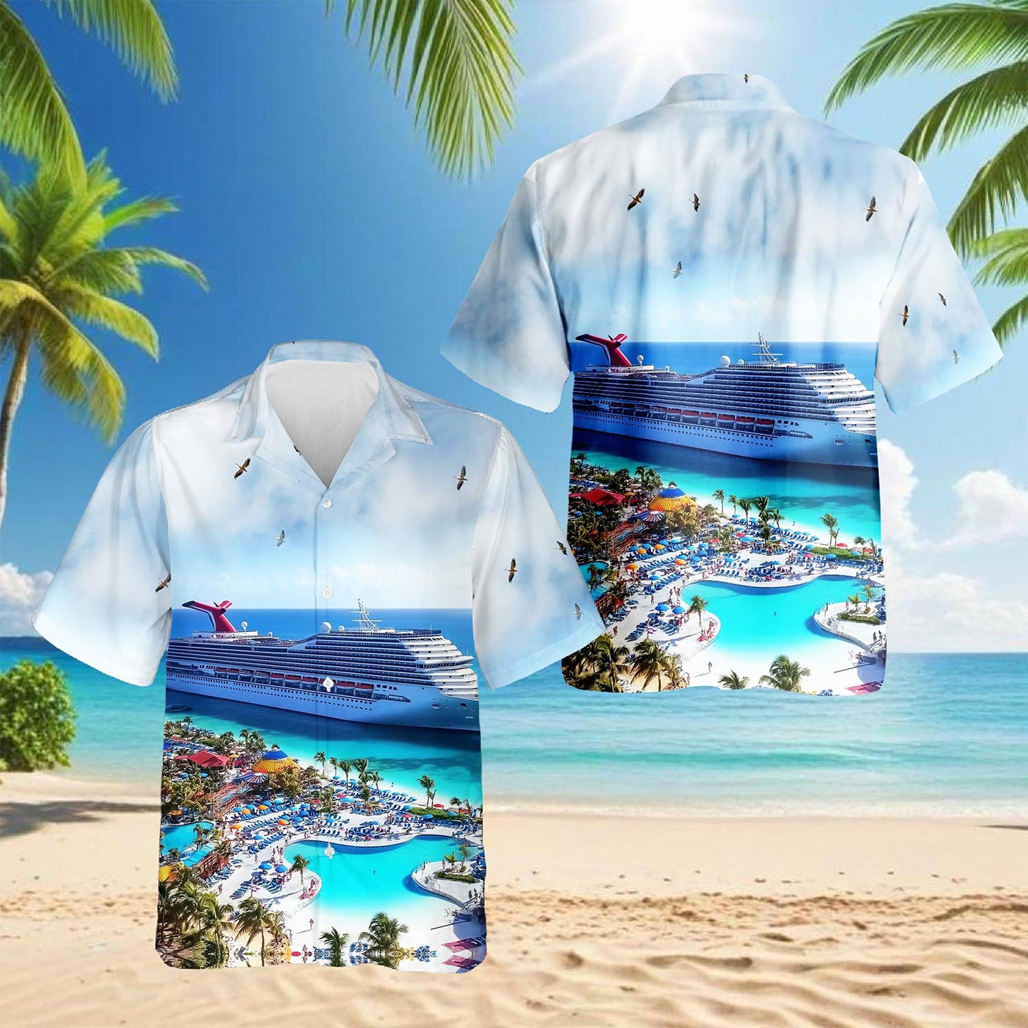 Cruise Ship Grand Turk Hawaiian Shirt for Men, Button Down Aloha Shirt - Azhawaiian