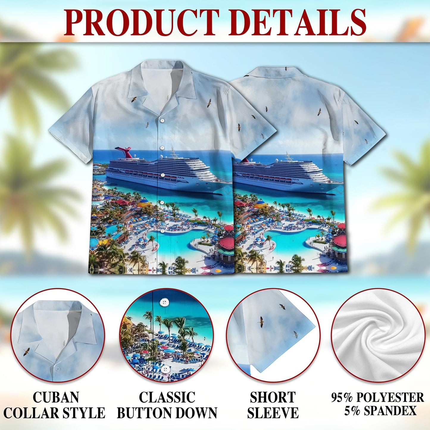 Cruise Ship Grand Turk Hawaiian Shirt for Men, Button Down Aloha Shirt - Azhawaiian