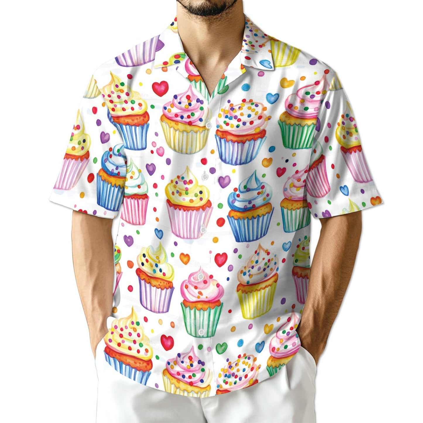 Azhawaiian Cupcake Pattern Hawaiian Shirt for Men