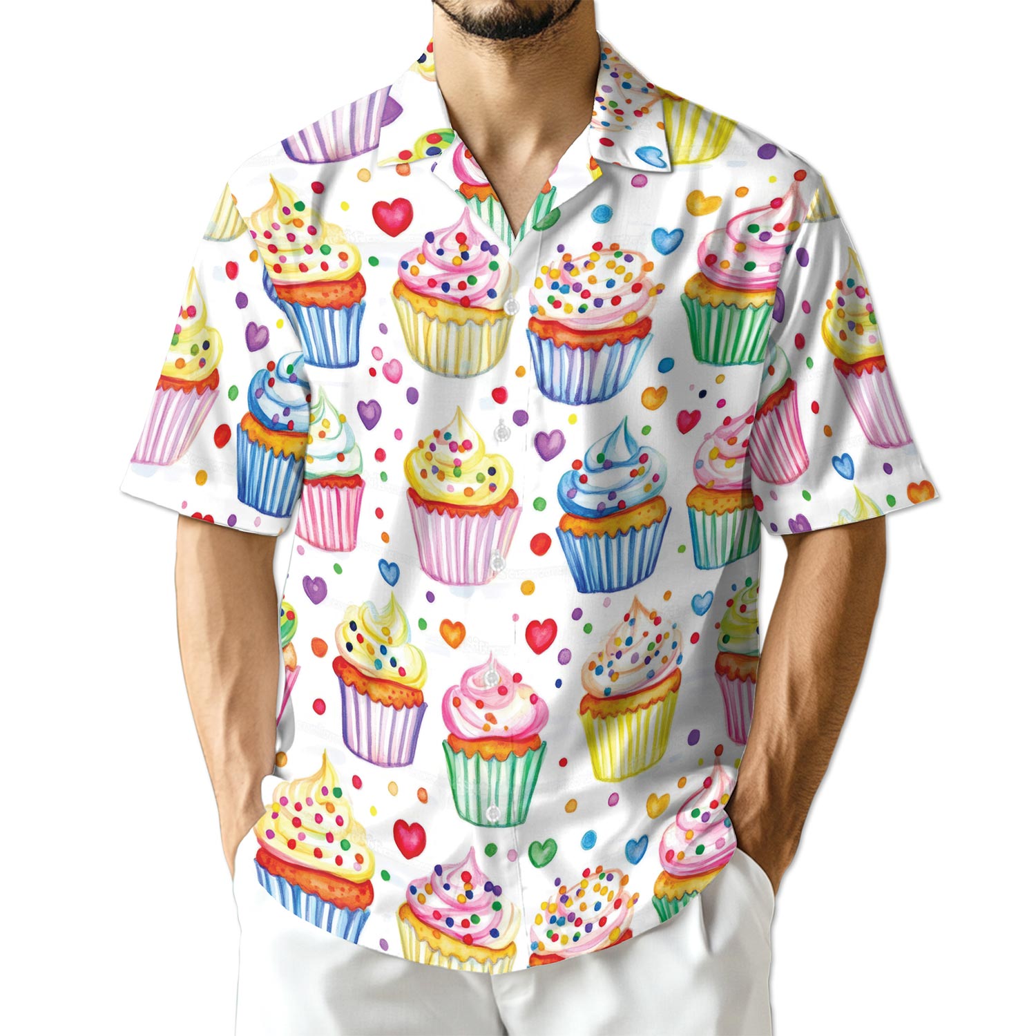 Azhawaiian Cupcake Pattern Hawaiian Shirt for Men