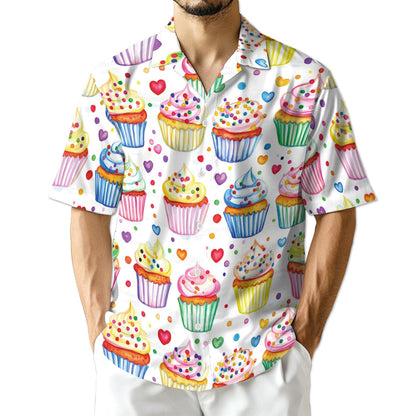 Azhawaiian Cupcake Pattern Hawaiian Shirt for Men