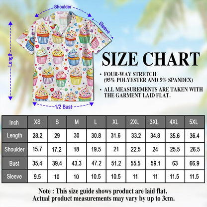Cupcake Pattern Hawaiian Shirt for Men, Button Down Aloha Shirt - Azhawaiian