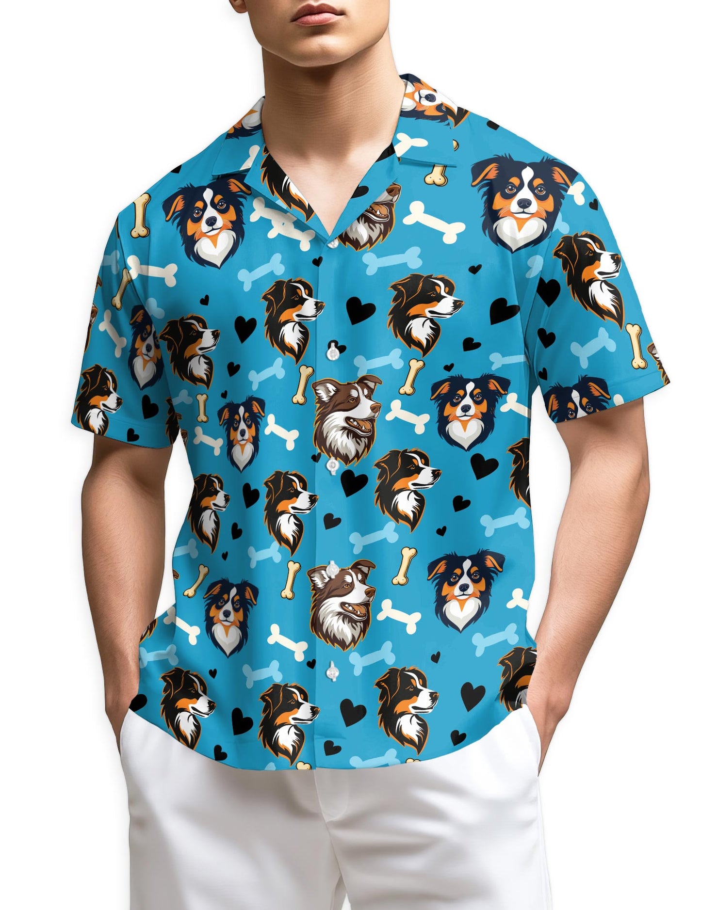 Azhawaiian Cute Australian Shepherd Dog Hawaiian Shirt for Men