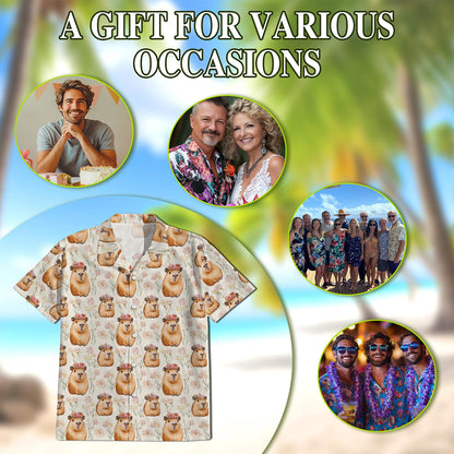 Cute Capybara Hawaiian Shirt for Men, Button Down Aloha Shirt - Azhawaiian
