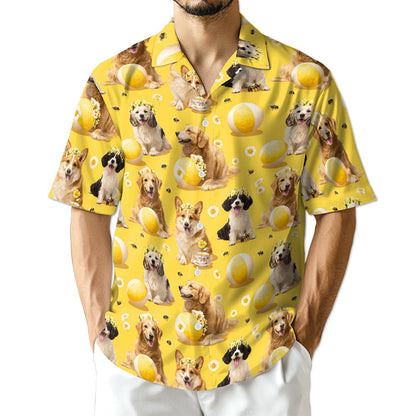 Cute Dog Hawaiian Shirt for Men, Button Down Aloha Shirt - Azhawaiian