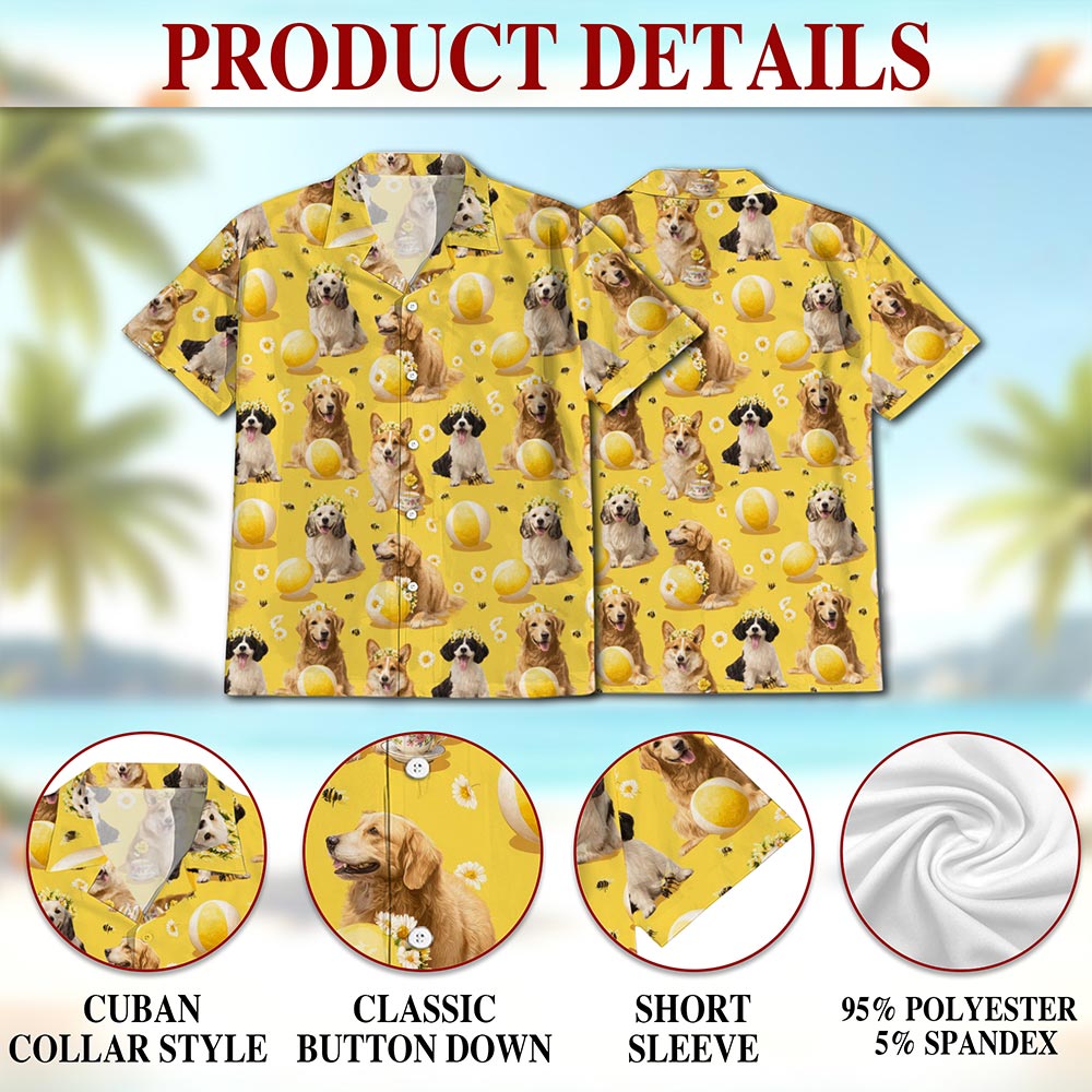 Cute Dog Hawaiian Shirt for Men, Button Down Aloha Shirt - Azhawaiian