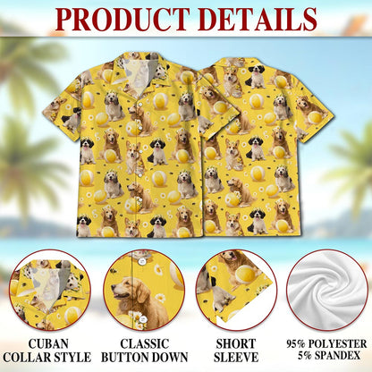 Cute Dog Hawaiian Shirt for Men, Button Down Aloha Shirt - Azhawaiian