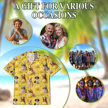 Cute Dog Hawaiian Shirt for Men, Button Down Aloha Shirt - Azhawaiian
