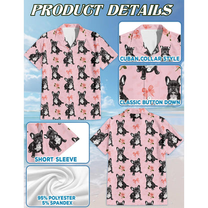 Cute French Bulldog Hawaiian Shirt for Men, Button Down Aloha Shirt - Azhawaiian