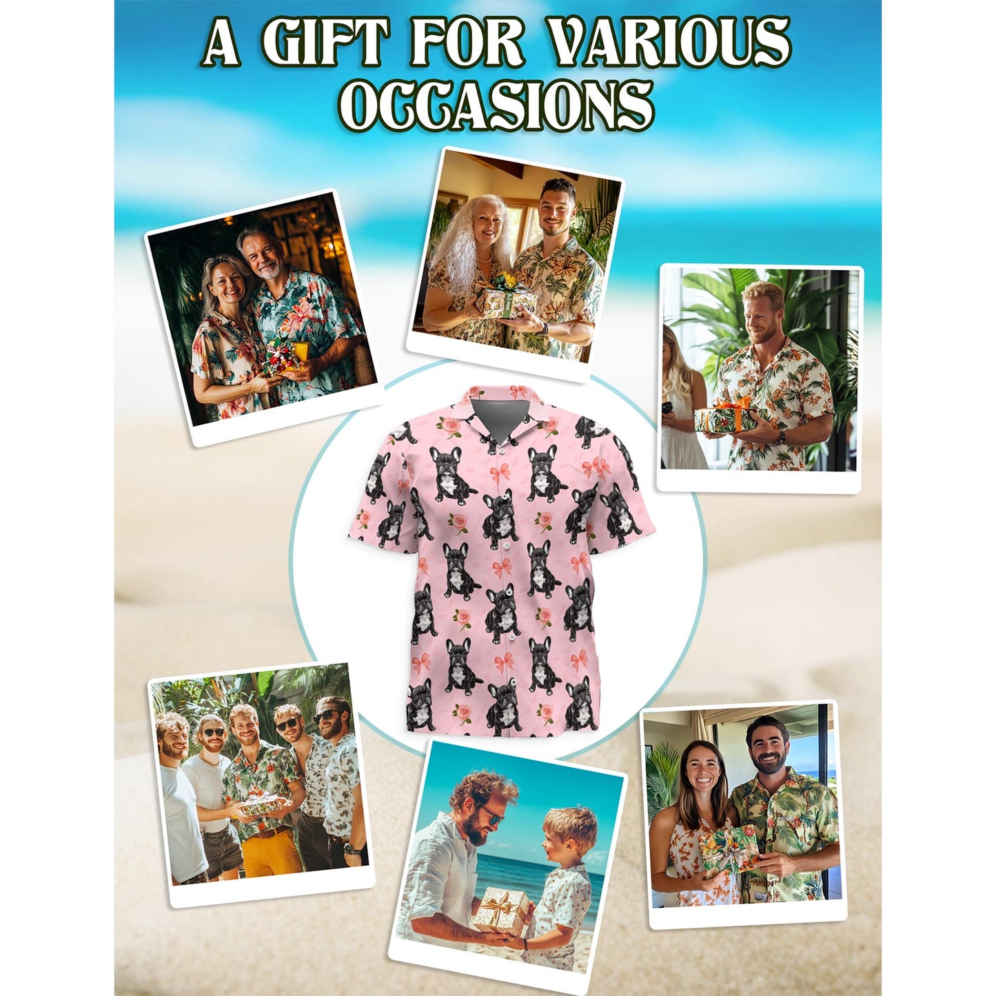 Cute French Bulldog Hawaiian Shirt for Men, Button Down Aloha Shirt - Azhawaiian