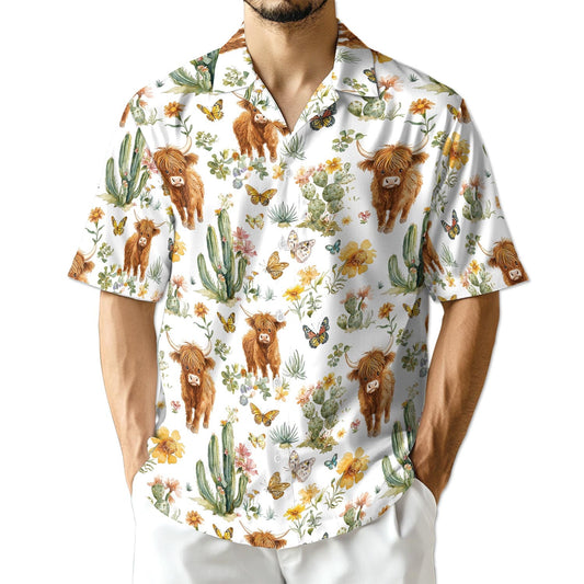 Azhawaiian Cute Highland Cattle Hawaiian Shirt for Men