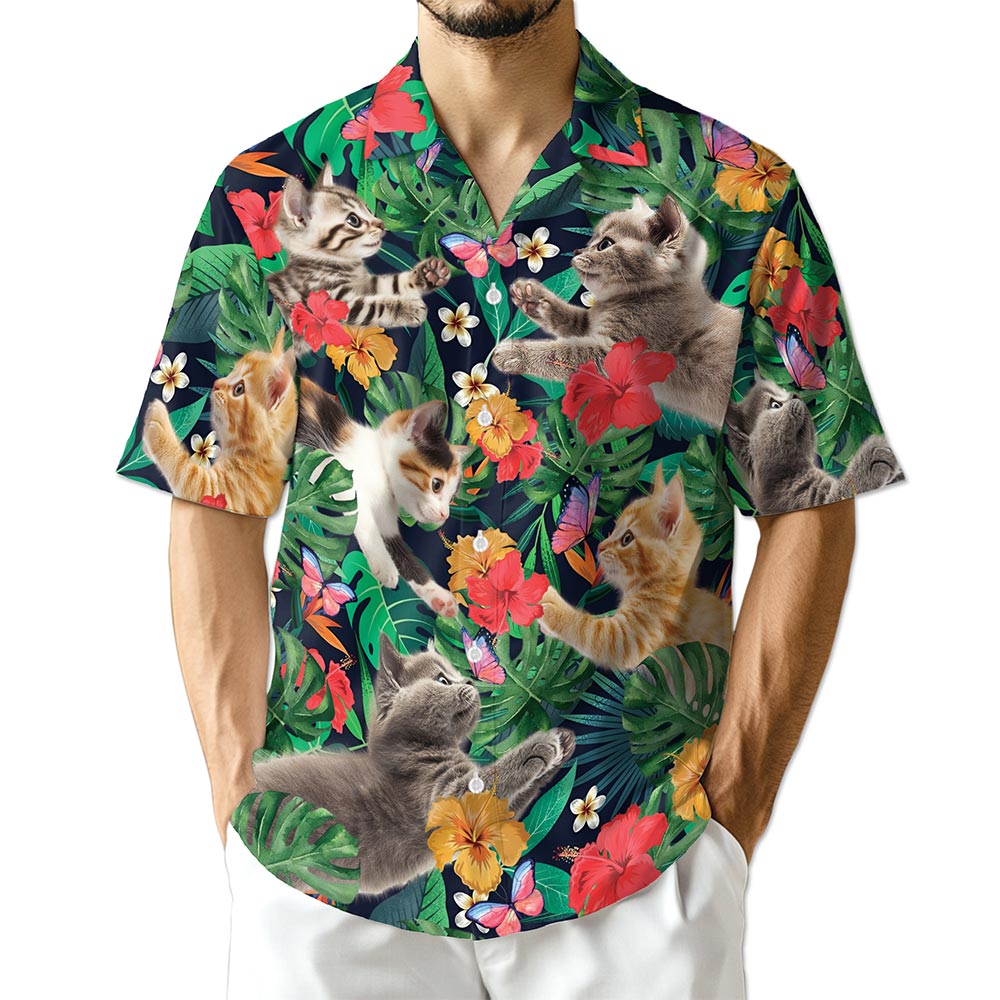 Azhawaiian Cute Kitten Hawaiian Shirt for Men