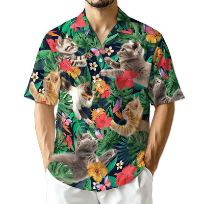 Azhawaiian Cute Kitten Hawaiian Shirt for Men