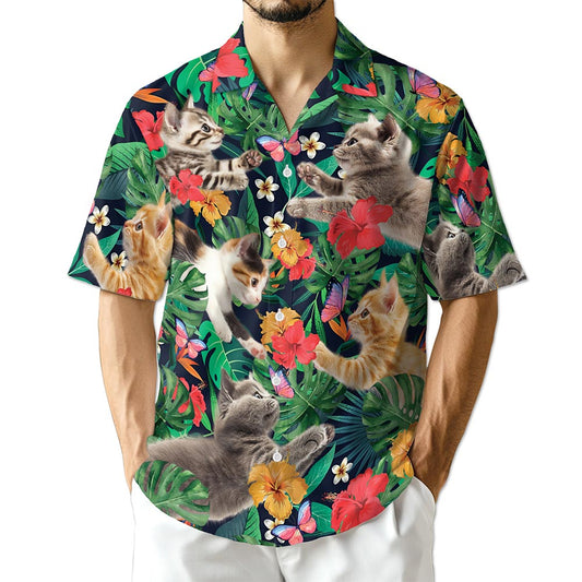 Azhawaiian Cute Kitten Hawaiian Shirt for Men