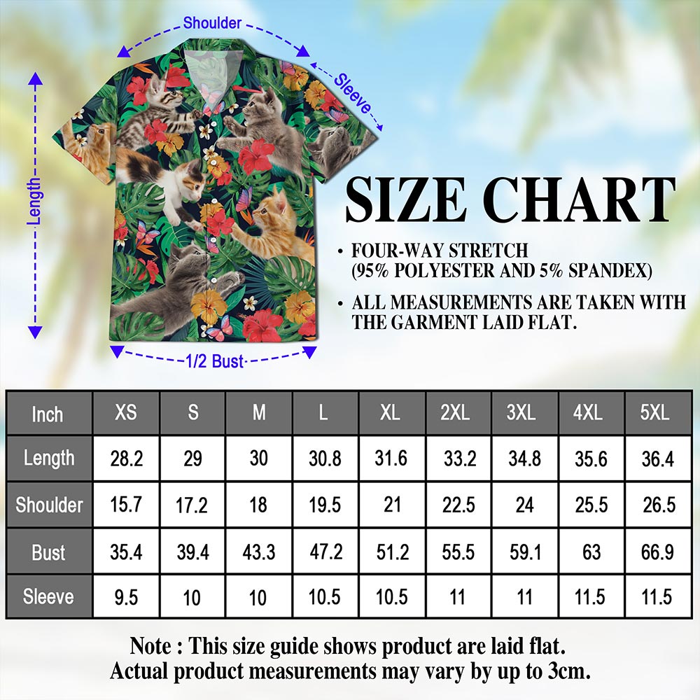Cute Kitten Hawaiian Shirt for Men, Button Down Aloha Shirt - Azhawaiian