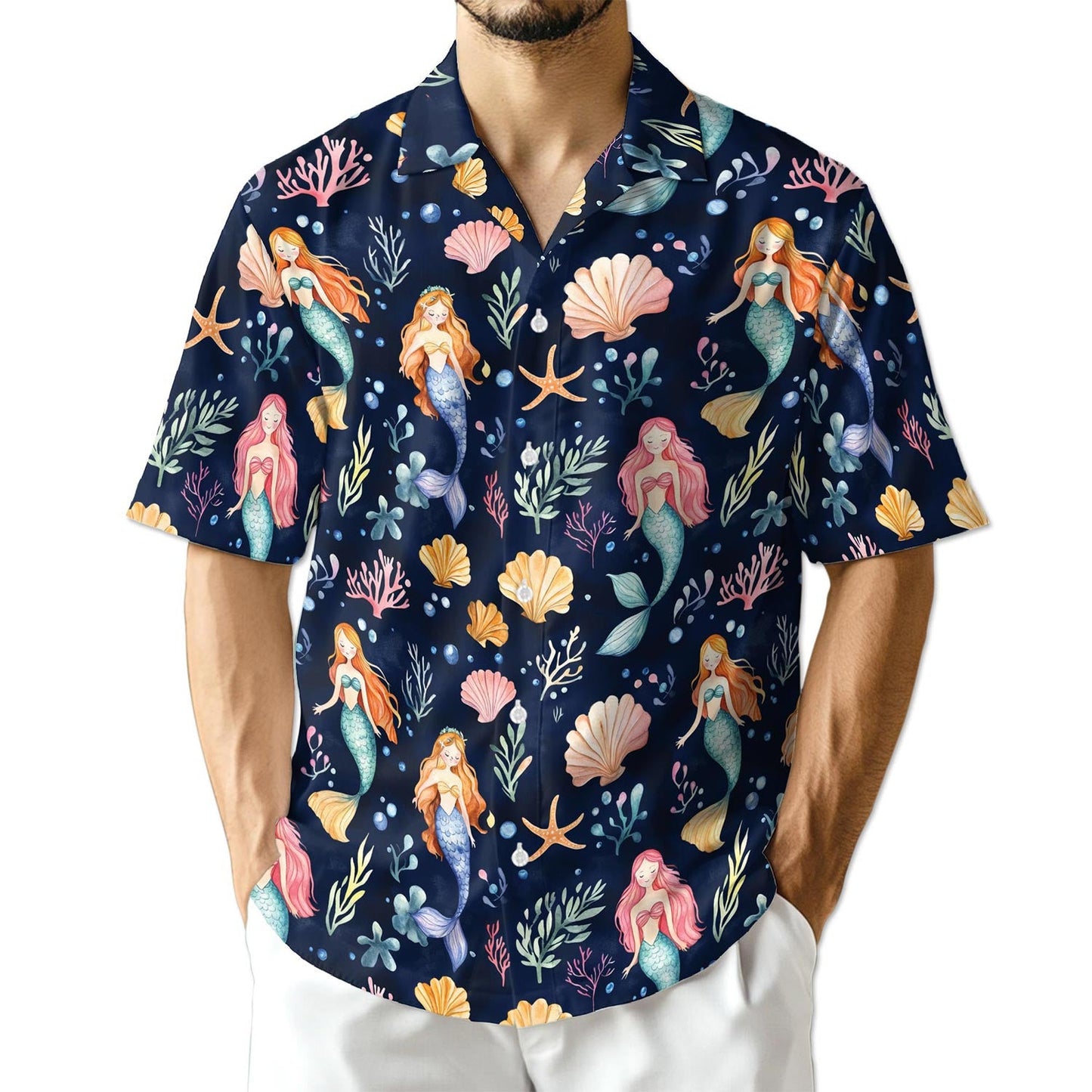 Azhawaiian Cute Mermaid Hawaiian Shirt for Men