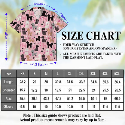 Cute Poodle Hawaiian Shirt for Men, Button Down Aloha Shirt - Azhawaiian