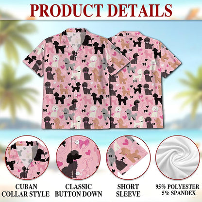 Cute Poodle Hawaiian Shirt for Men, Button Down Aloha Shirt - Azhawaiian