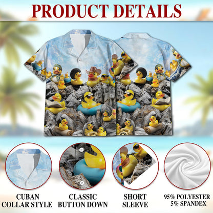 Cute Rubber Duck Hawaiian Shirt for Men, Button Down Aloha Shirt - Azhawaiian