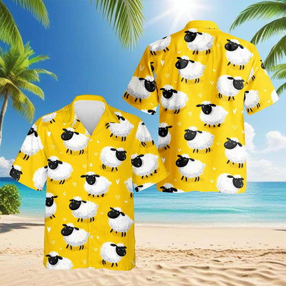 Cute Sheep Hawaiian Shirt for Men, Button Down Aloha Shirt - Azhawaiian