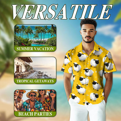 Cute Sheep Hawaiian Shirt for Men, Button Down Aloha Shirt - Azhawaiian