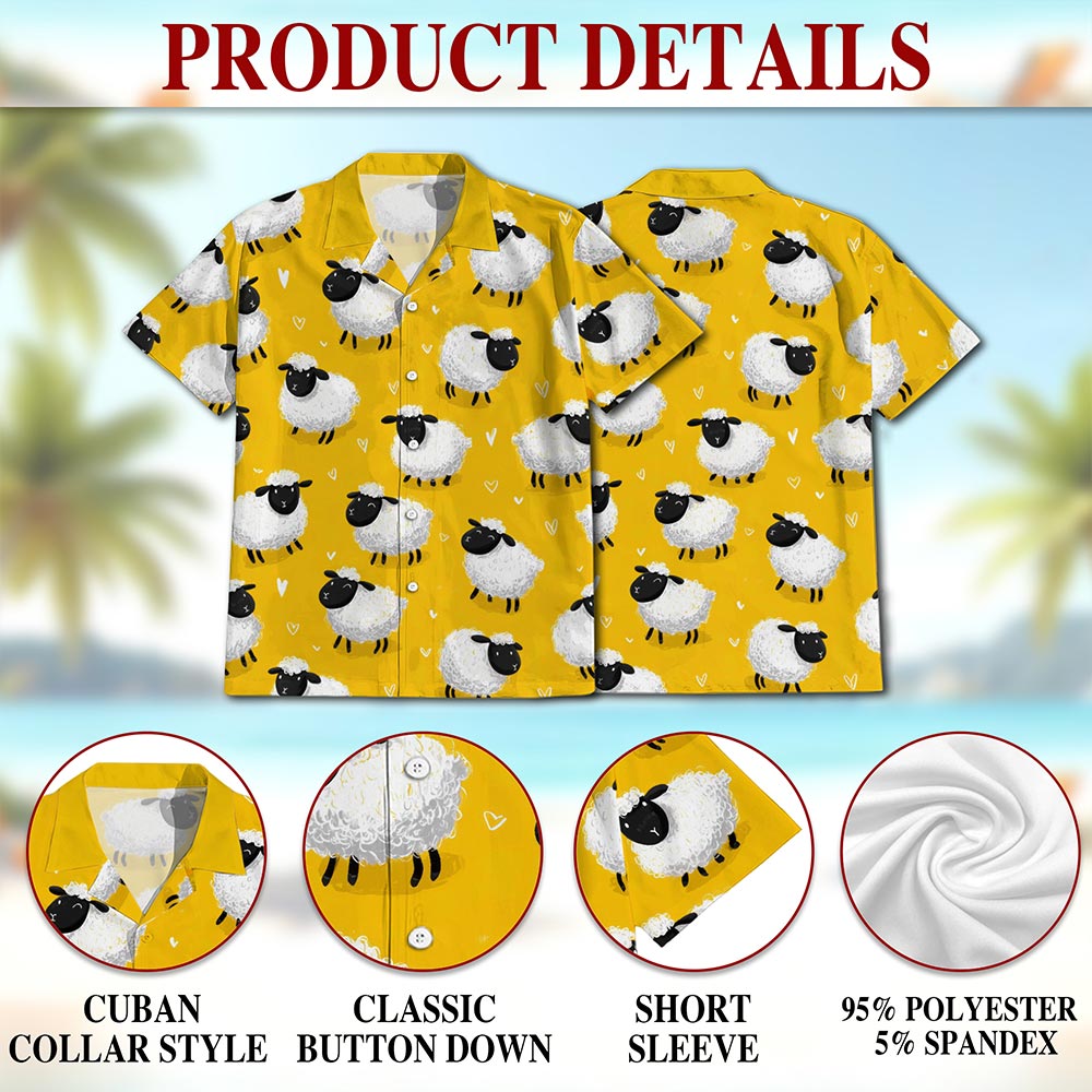 Cute Sheep Hawaiian Shirt for Men, Button Down Aloha Shirt - Azhawaiian