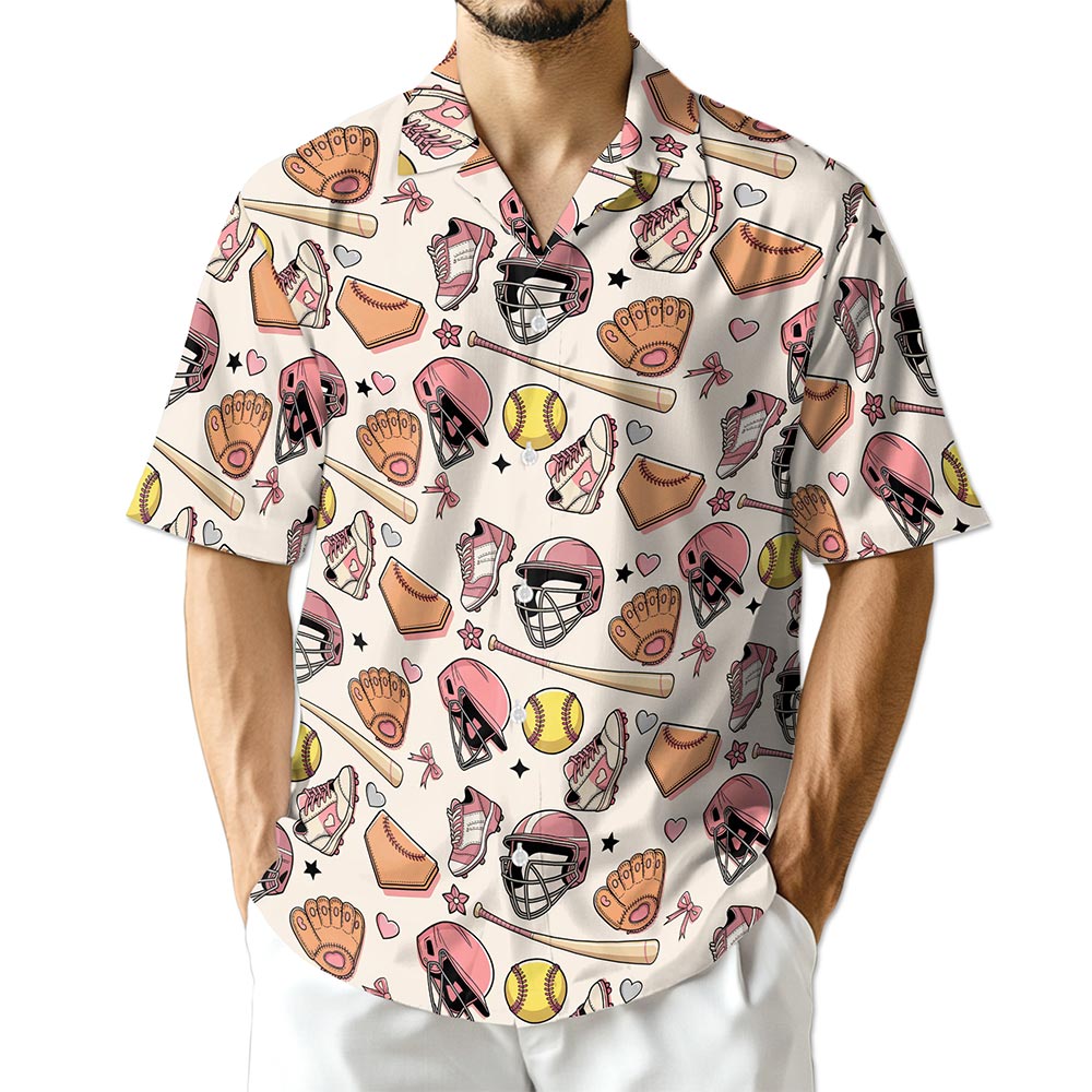 Azhawaiian Cute Softball Hawaiian Shirt for Men