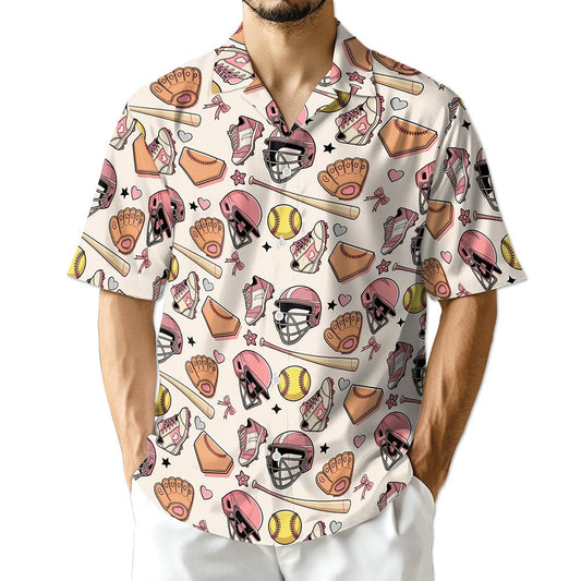 Azhawaiian Cute Softball Hawaiian Shirt for Men