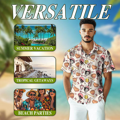 Cute Softball Hawaiian Shirt for Men, Button Down Aloha Shirt - Azhawaiian