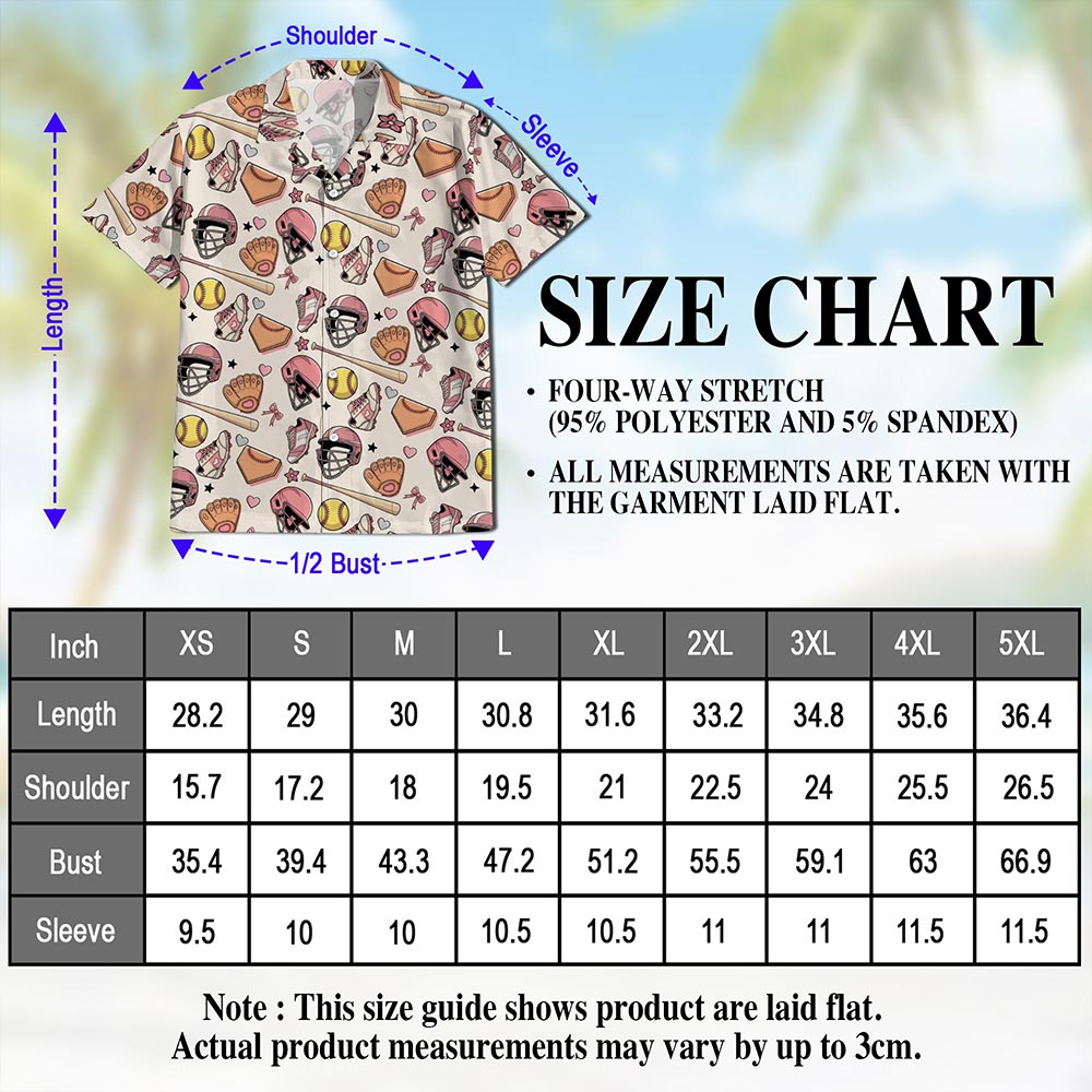 Cute Softball Hawaiian Shirt for Men, Button Down Aloha Shirt - Azhawaiian
