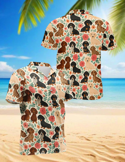 Dachshund Hawaiian Shirt for Men, Button Down Aloha Shirt - Azhawaiian