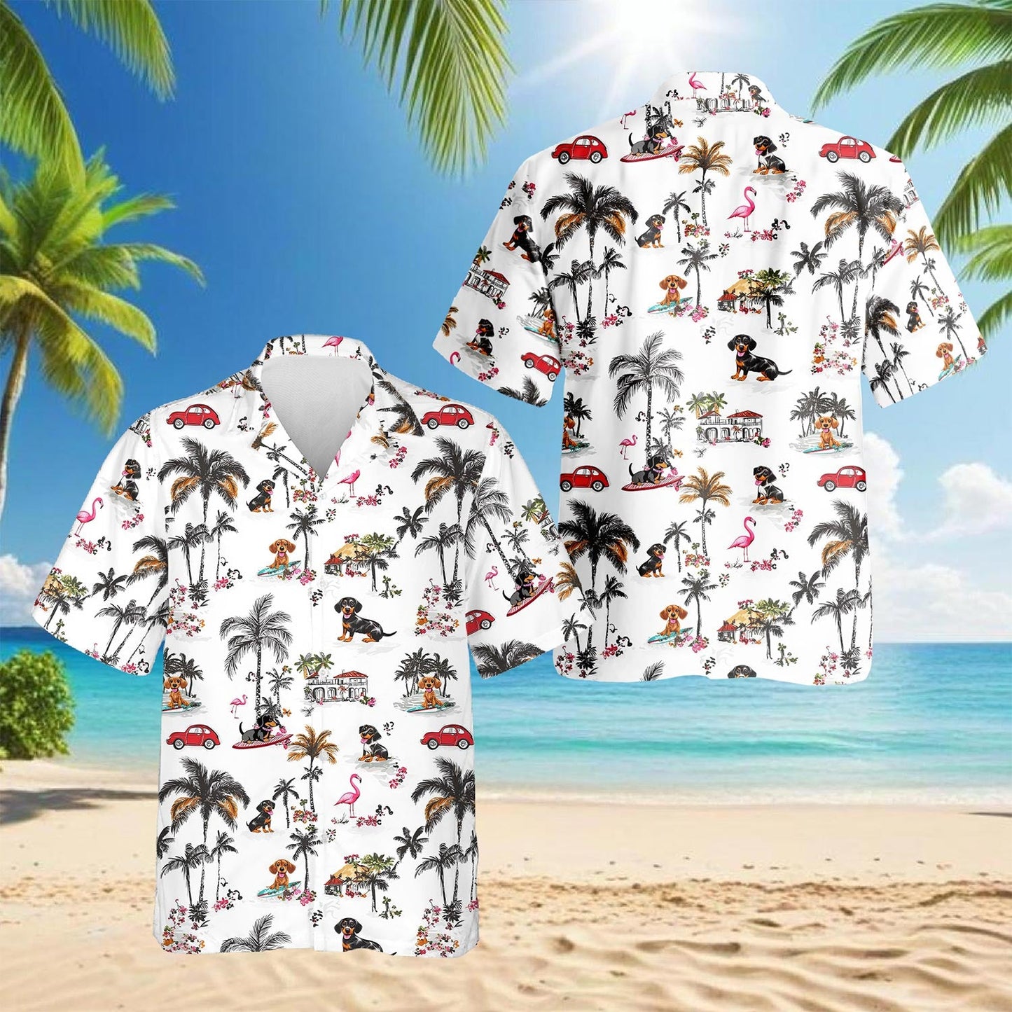 Dachshund Hawaiian Shirt for Men, Button Down Aloha Shirt - Azhawaiian