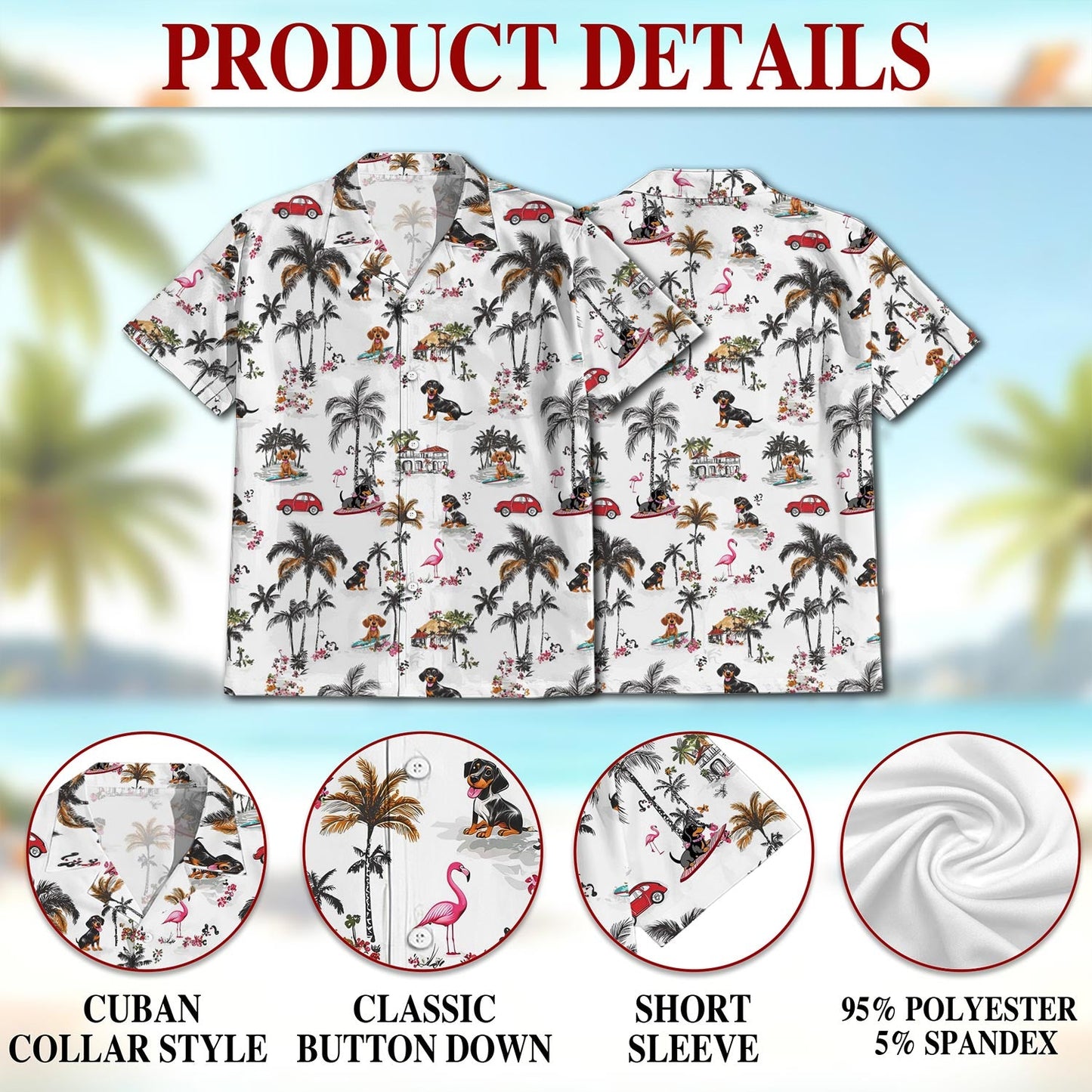 Dachshund Hawaiian Shirt for Men, Button Down Aloha Shirt - Azhawaiian