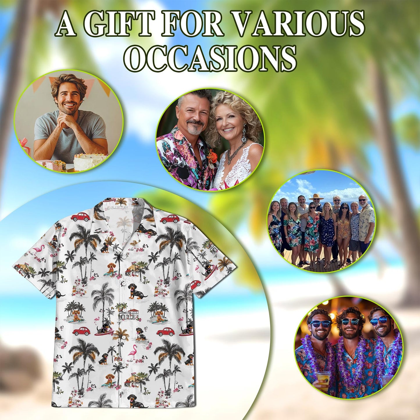 Dachshund Hawaiian Shirt for Men, Button Down Aloha Shirt - Azhawaiian